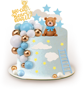 Custom Cake, light blue with bears